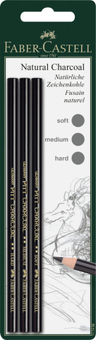 Rechizite Școlare - Blister 3 buc creion carbune natural pitt monochrome s,m,h faber