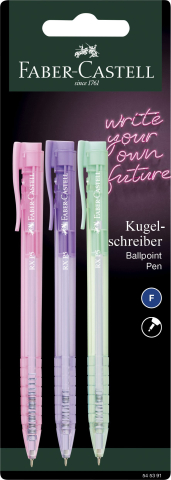 Birotică și Papetărie - Blister 3 buc roller 0.5mm semi-gel cu mecanism cul pastel mina albastra rx5 faber-castell