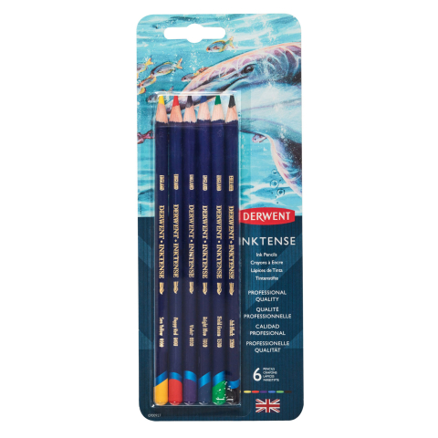 Rechizite Școlare - Blister creioane colorate 6 culori solubile inktense derwent