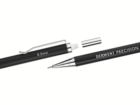 Blister creion mecanic 0.5mm profesional negru +mine + 2 radiere derwent [4]