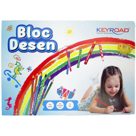 Rechizite Școlare - Bloc de desen A3 Keyroad, 16 file, 120g/mp