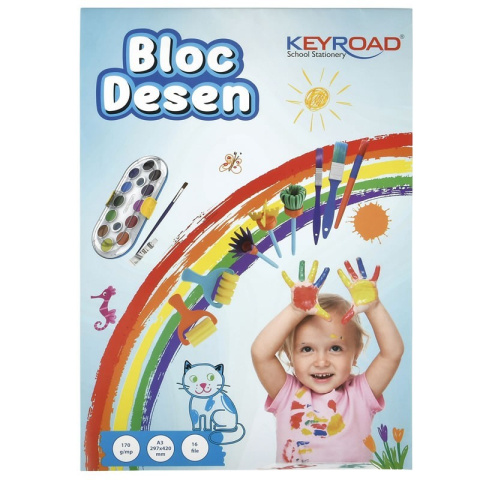 Rechizite Școlare - Bloc de desen A3 Keyroad, 16 file, 170g/mp