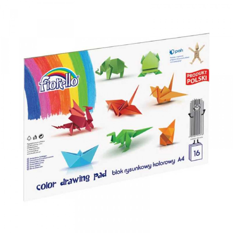 Rechizite Școlare - Bloc de desen, tehnic, A4, Hartie Color, 16 file, 80g/mp, Origami