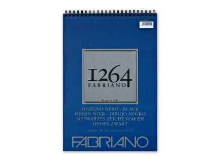 Rechizite Școlare - Bloc desen 1264 Black Drawing, A3, 200gr, 40 file, cu spirala Fabriano
