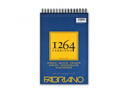 Rechizite Școlare - Bloc desen 1264 Schizzi, A4, 90gr, 120 file, cu spirala pe latime Fabriano