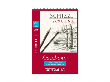 Rechizite Școlare - Bloc desen Accademia Schizzi, A4, cu spira, Fabriano