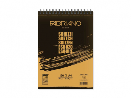 Rechizite Școlare - Bloc desen Schizzi, A4, cu spira, Fabriano