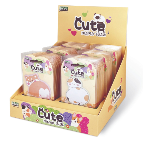 Rechizite Școlare - Bloc notes adeziv +  3 index, Pisica Cute, 6 modele (96 blistere/display), copii varsta 3 ani+,6 ani+,8 ani+