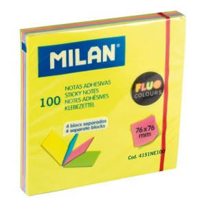 Birotică și Papetărie - Bloc notes adeziv 76x76 4 culori asortate fluo milan 4151ne100