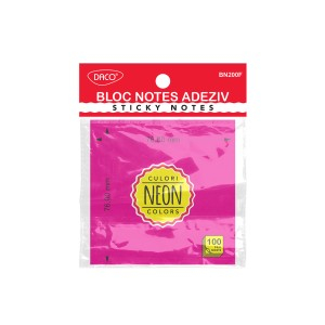 Birotică și Papetărie - Bloc notes adeziv 76x76 fucsia neon daco bn200f