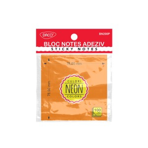 Birotică și Papetărie - Bloc notes adeziv 76x76 portocaliu neon daco bn200p