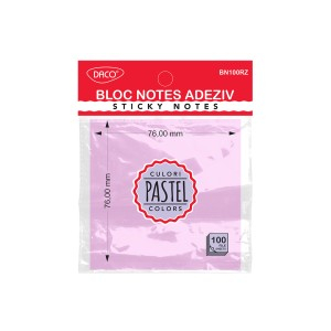 Birotică și Papetărie - Bloc notes adeziv 76x76 roz pastel daco bn100rz