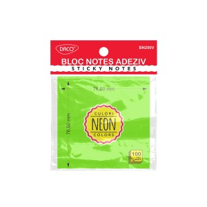 Birotică și Papetărie - Bloc notes adeziv 76x76 verde neon daco bn200v