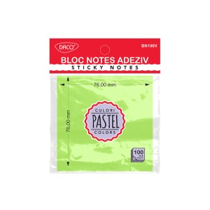 Birotică și Papetărie - Bloc notes adeziv 76x76 verde pastel daco bn100v