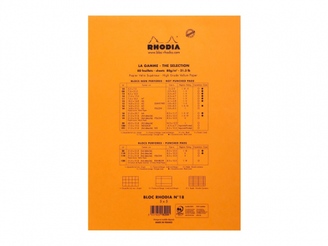 Blocnotes A4, capsat, 80 file, N°18, Rhodia Basic, orange [2]