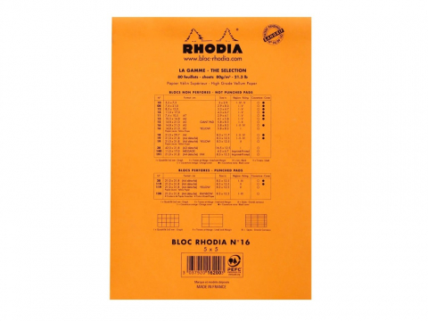 Blocnotes A5, capsat, 80 file, N°16, Rhodia Basic, orange [2]