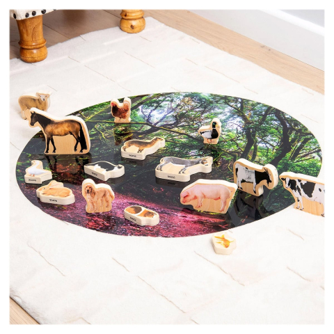 Blocuri din lemn cu animale domestice, 15 piese, copii varsta 1-7 ani [4]