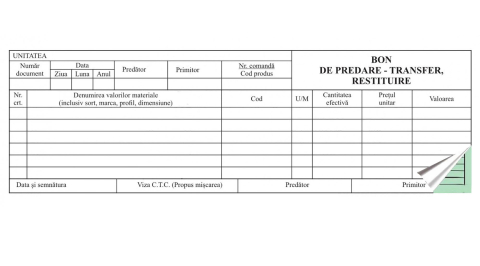 Birotică și Papetărie - Bon predare transfer restituire autocopiativ