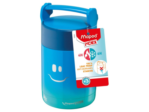 Rechizite Școlare - Borcan alimente oțel inoxidabil termoizolant Maped Picnik Concept Kids Collection 350 ml albastru