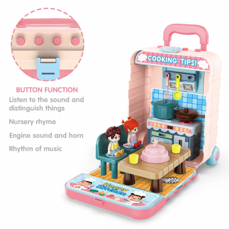 Bucataria vesela 3 in 1, Valiza pentru copii si Cutie depozitare jucarii [3]