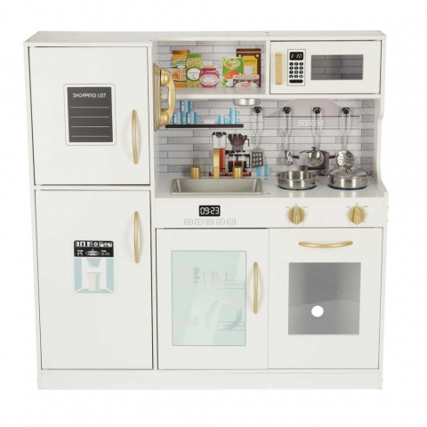 Bucatarie Copii din Lemn cu Frigider, Alb, Design Deluxe - Micostore.ro [3]