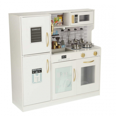 Bucatarie Copii din Lemn cu Frigider, Alb, Design Deluxe - Micostore.ro [1]