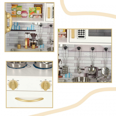 Bucatarie Copii din Lemn cu Frigider, Alb, Design Deluxe - Micostore.ro [6]