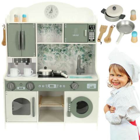 Jucării și Jocuri pentru copii - Bucătărie din Lemn pentru Copii cu Accesorii - 85 x 62 cm - Micostore.ro