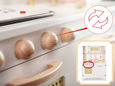 Bucatarie copii, din lemn, model Retro, 100 cm inaltime, Efecte luminoase si Sonore, Calitate Superioara, Include Plita cu Doua Arzatoare, Cuptor, Chiuveta, Cuptor cu Microunde si Accesorii [6]