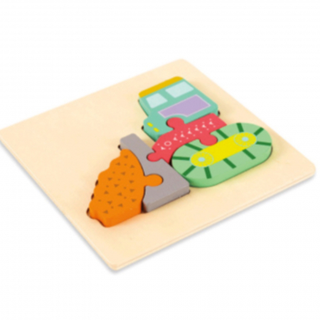 Puzzle cu piese mari - Puzzle incastru din lemn, educativ, format 3D cu Buldozer.
