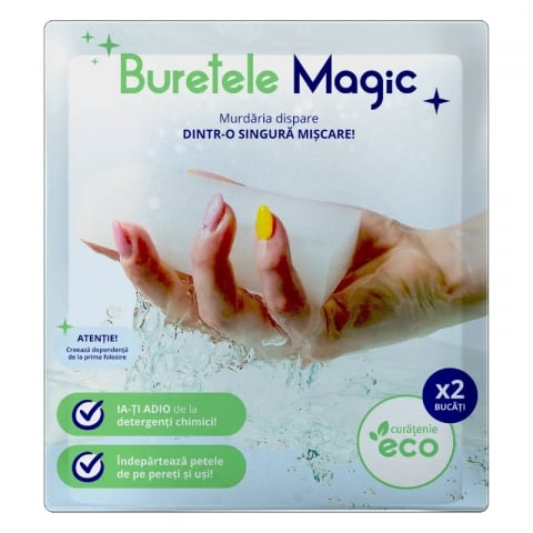 Lichidare stoc - Totul la 9.90 Lei - Burete magic pentru curatarea peretilor si urmelor de grasime, Set 2 buc