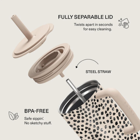 Burga Cana Termos Almond Latte 1.2 L cu capac anti scurgeri si pai reutilizabil, inox [5]