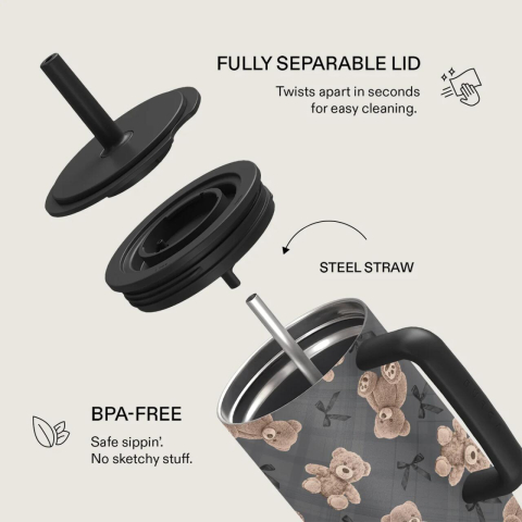 Burga Cana Termos BFF 1.2 L cu capac anti scurgeri si pai reutilizabil, inox [4]