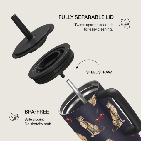 Burga Cana Termos Cougar, 1.2 L cu capac anti scurgeri si pai reutilizabil, inox [6]