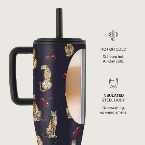 Burga Cana Termos Cougar, 1.2 L cu capac anti scurgeri si pai reutilizabil, inox [5]