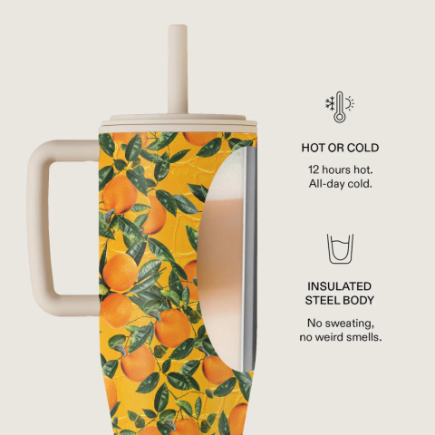 Burga Cana Termos Orange Lemonade 1.2 L cu capac anti scurgeri si pai reutilizabil, inox [5]