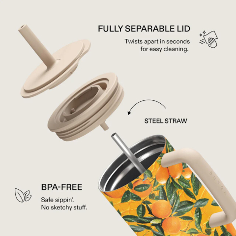 Burga Cana Termos Orange Lemonade 1.2 L cu capac anti scurgeri si pai reutilizabil, inox [6]