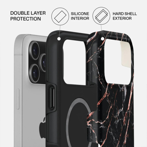 Laptop, Tablete & Telefoane - Burga Husa Dual Layer Magsafe Rose Gold Marble iPhone 17 Pro Max