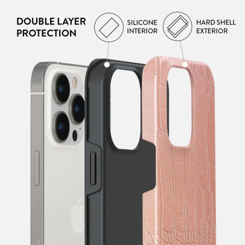 Laptop, Tablete & Telefoane - Burga Husa Dual Layer Pink Croco iPhone 15 Pro Max