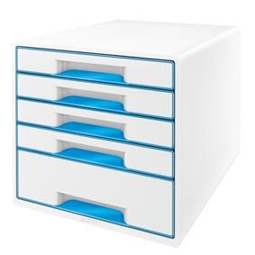 Birotică și Papetărie - Cabinet 5 sertare alb/albastru wow leitz