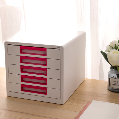 Cabinet 5 sertare alb/roz deli [3]