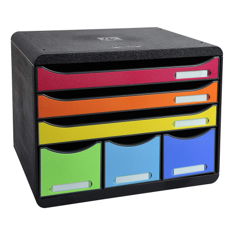 Birotică și Papetărie - Cabinet 6 sertare maxi negru/multicolor exacompta