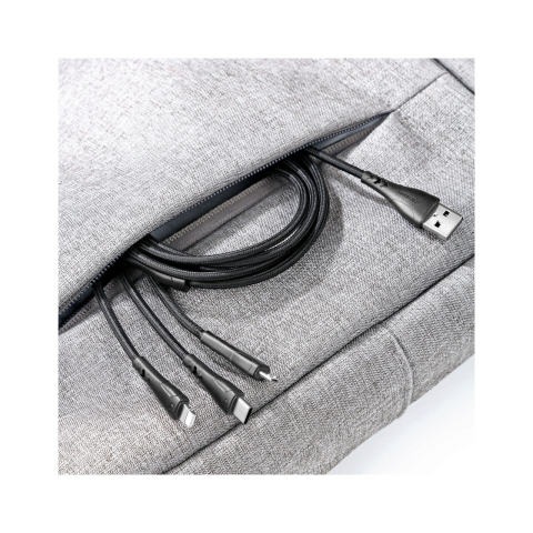 Cablu 3 in 1 Lightning & MicroUSB & Type-C Mcdodo Mamba Series Black (max 3A, 1.2m) [11]