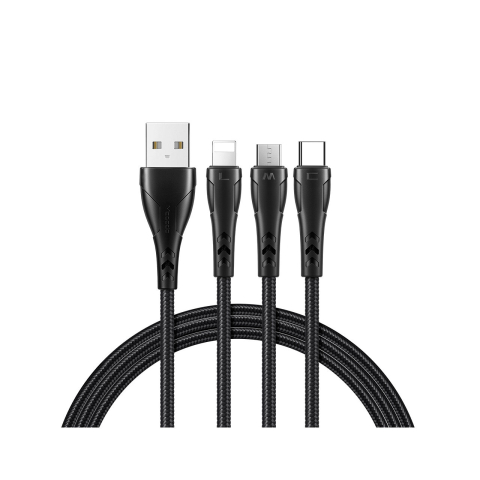 Cablu 3 in 1 Lightning & MicroUSB & Type-C Mcdodo Mamba Series Black (max 3A, 1.2m) [1]