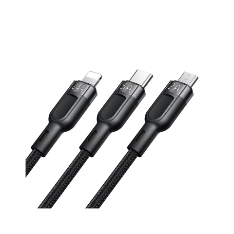 Laptop, Tablete & Telefoane - Cablu 3 in 1 Lightning & MicroUSB & Type-C Mcdodo Super Fast Charging Black (5A, 1.2m)
