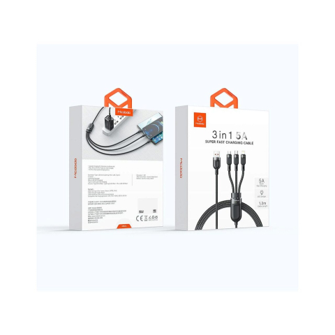 Cablu 3 in 1 Lightning & MicroUSB & Type-C Mcdodo Super Fast Charging Black (5A, 1.2m) [2]