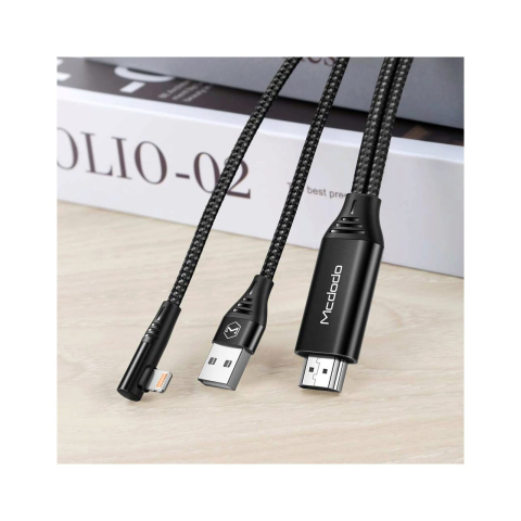 Laptop, Tablete & Telefoane - Cablu HDMI la Lightning si USB Mcdodo Plug&Play 2m, Black