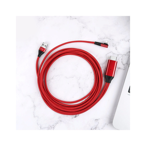 Cablu HDMI la Lightning si USB Mcdodo Plug&Play Red 2m [1]