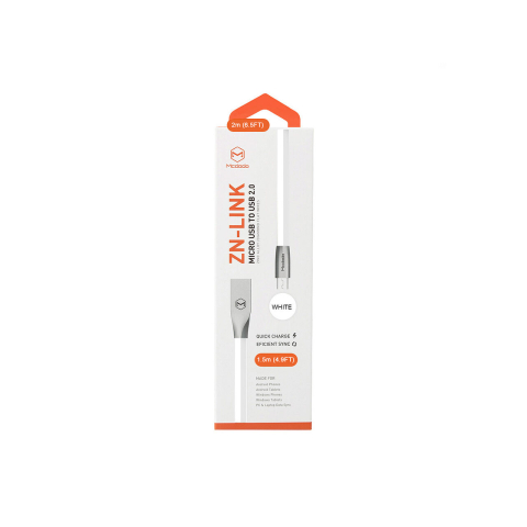 Cablu MicroUSB Mcdodo Zn-Link Silver White (1.5m, 2.4A max) [3]