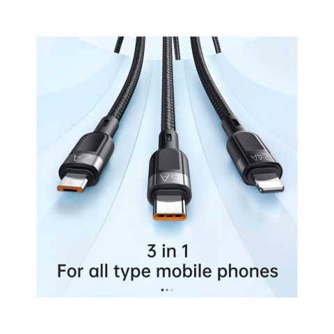 Laptop, Tablete & Telefoane - Cablu Super Fast Charging Lightning, MicroUSB si Type-C Mcdodo Grenade Series 3 in 1, 1.2m, Black